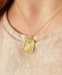 Augusta Jewellery Gold Plated Necklace - Opal Sunburst