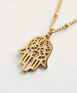Augusta Jewellery Gold Plated Necklace - Dainty Hamsa