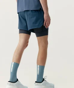 Born Living Yoga Mashu Double Layer Short - Denim/Road Grey