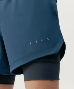 Born Living Yoga Mashu Double Layer Short - Denim/Road Grey
