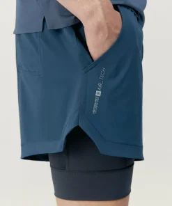 Born Living Yoga Mashu Double Layer Short - Denim/Road Grey