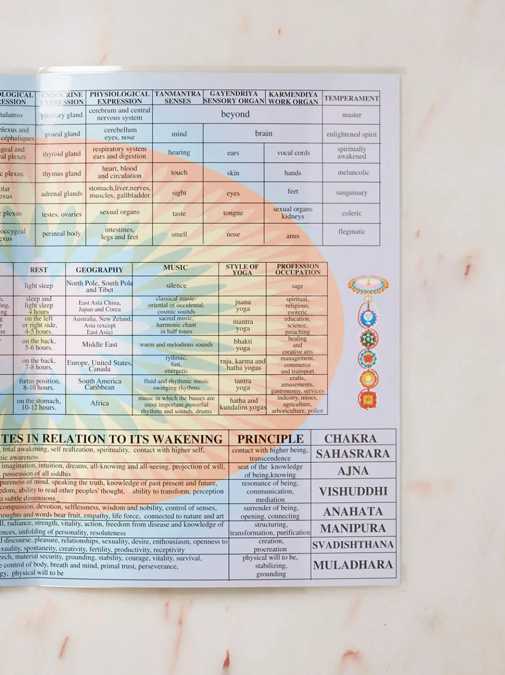 Chakras Laminated Folded A4