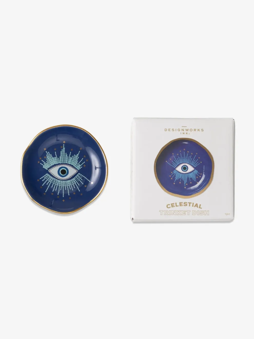 Designworks Ink Celestial Ceramic Trinket Dish - Starry Eyed