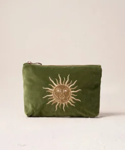 Elizabeth Scarlett Velvet Mini Pouch - Fern Green Sun Goddess