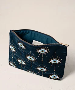 Elizabeth Scarlett Velvet Everyday Pouch - Ink Blue Mystical Eye