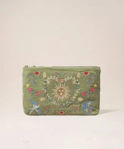 Elizabeth Scarlett Velvet Everyday Pouch - Olive Earth Goddess