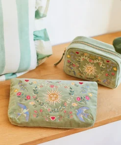 Elizabeth Scarlett Velvet Everyday Pouch - Olive Earth Goddess