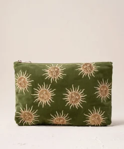 Elizabeth Scarlett Velvet Everyday Pouch - Fern Green Sun Goddess