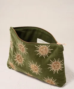 Elizabeth Scarlett Velvet Everyday Pouch - Fern Green Sun Goddess