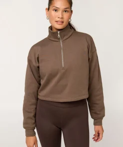 Girlfriend Collective Vega Half Zip Sweatshirt - Mink