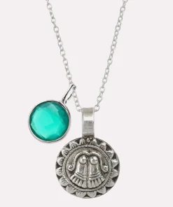 Goddess Charms Goddess of Protection Pendant with Green Onyx Power Stone - Silver