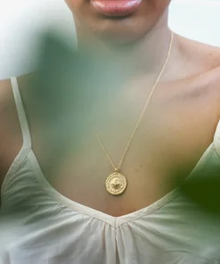 Goddess Charms Sun God Pendant Necklace - Gold