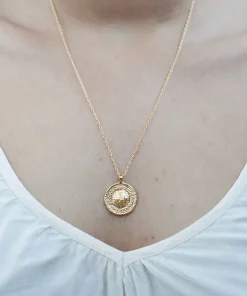 Goddess Charms Sun God Pendant Necklace - Gold