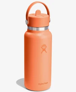 Hydro Flask 946ml (32oz) Wide Mouth Bottle with Flex Straw Cap - Nectar Orange