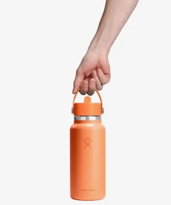 Hydro Flask 946ml (32oz) Wide Mouth Bottle with Flex Straw Cap - Nectar Orange