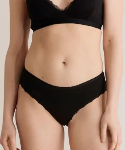 Komodo Paloma Organic Cotton Lace-Trim Briefs - Black