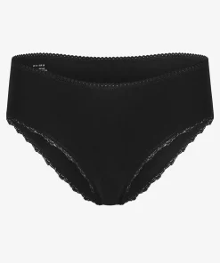 Komodo Paloma Organic Cotton Lace-Trim Briefs - Black