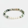 Mala Bead Bracelet - Tree Agate & Mother of Pearl