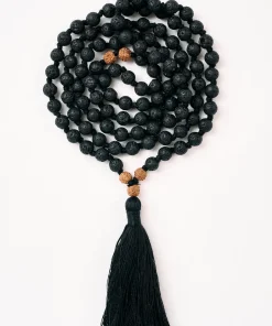 Mala Bead Necklace - Black Lava