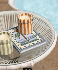 Paddywax Cabana Striped Ceramic Candle - Bora Bora