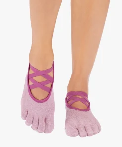 ToeSox Full Toe Elle Grip Socks - Wineberry Heather