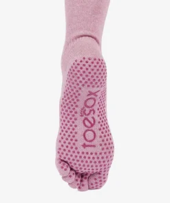 ToeSox Full Toe Knee-High Scrunch Grip Socks - Wineberry Heather
