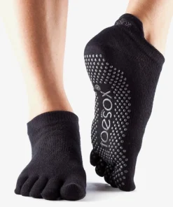 ToeSox Full Toe Low Rise Grip Socks - Black