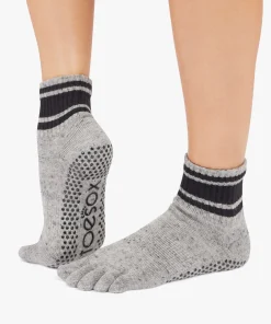 ToeSox Full Toe Melody Grip Socks - Grey Speckle