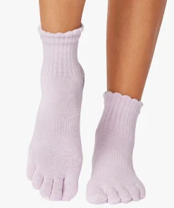 ToeSox Full Toe Melody Grip Socks - Scallop Soft Lavender