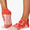 ToeSox Full Toe Low Rise Grip Socks - Hot Coral Floral