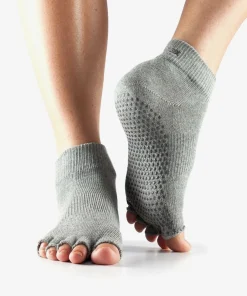 Toesox Grip Half Toe Ankle - Heather Grey