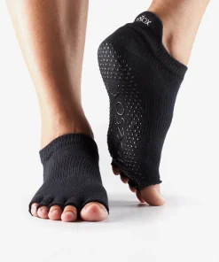 ToeSox Half Toe Low Rise Grip Socks - Black