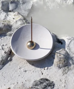 Ume Collection Stoneware Incense Dish - White Onyx