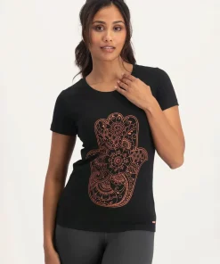 Urban Goddess Hamsa Core Yoga Tee - Onyx Black