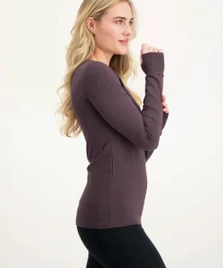 Urban Goddess Namaste Long Sleeve Yoga Top - Berry