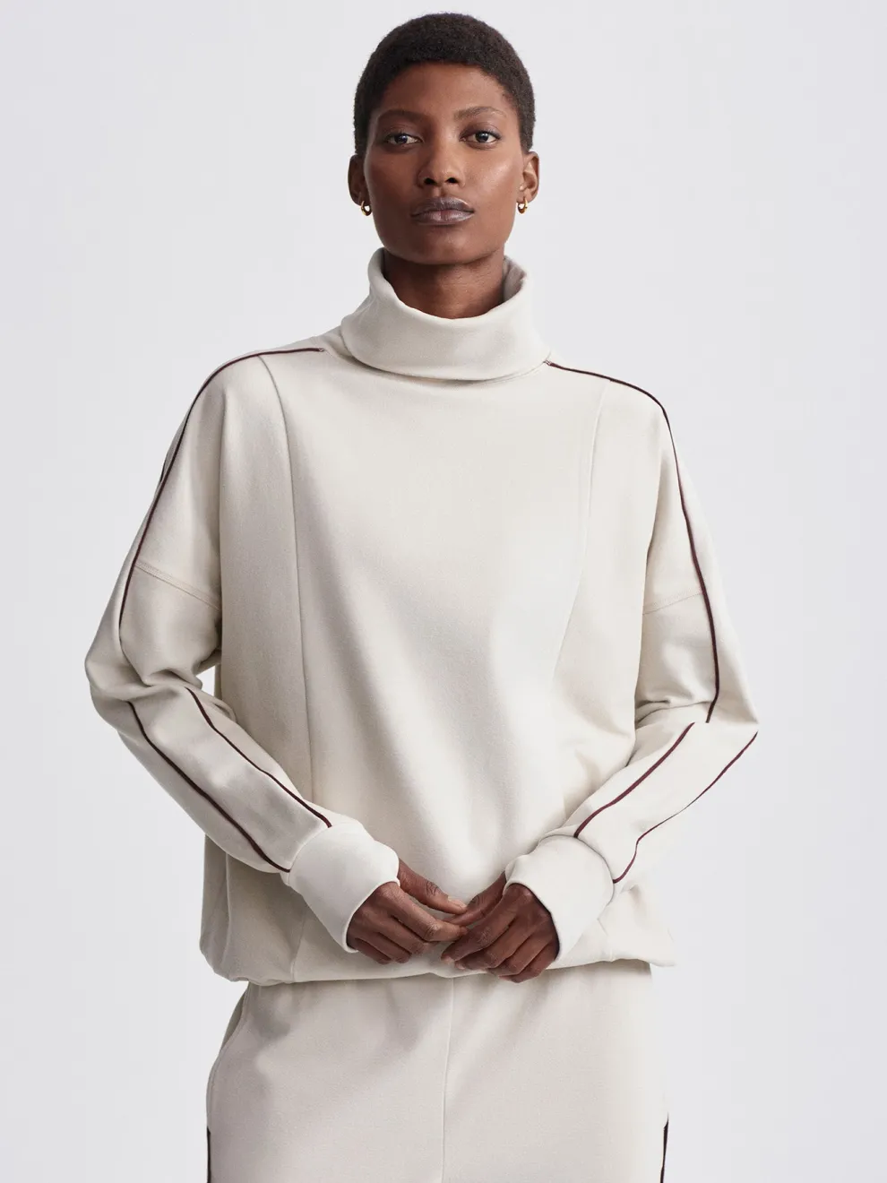 Varley Ariana High Neck Midlayer - Cement Marl/Bitter Chocolate
