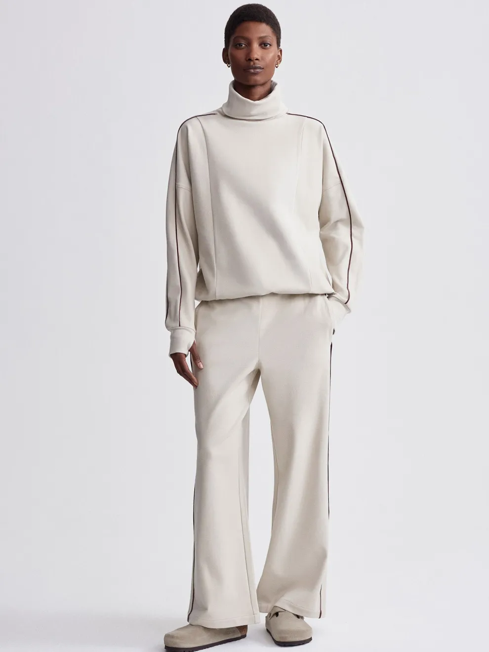 Varley Ariana High Neck Midlayer - Cement Marl/Bitter Chocolate