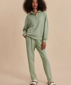 Varley Hawley Half Zip Sweat - Snow Sage