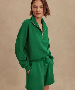 Varley Hawley Half Zip Sweat - Verdant Green