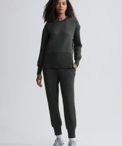 Varley Lowry Longline Sweat - Olive Marl