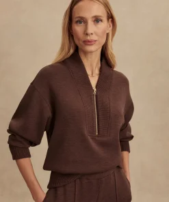 Varley Sally Half Zip Sweat - Coffee Bean Marl