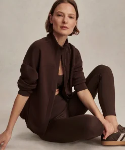 Varley Tayah Zip Through Sweat - Coffee Bean