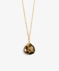 Wanderlust Life Gold Chain Pendant Necklace - Leopard Jasper