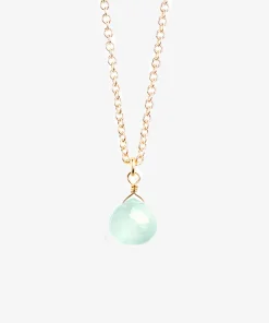 Wanderlust Life Gold Chain Pendant Necklace - Sea Glass Chalcedony