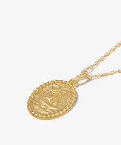 Wanderlust Life Gold Chain Pendant Necklace - Moonstone Navicella