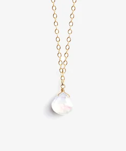 Wanderlust Life Gold Chain Pendant Necklace - Rainbow Moonstone