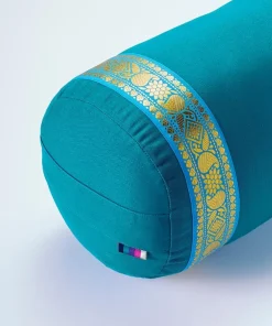 Yogamatters Organic Cotton Gold Trim Bolster - Ocean Green